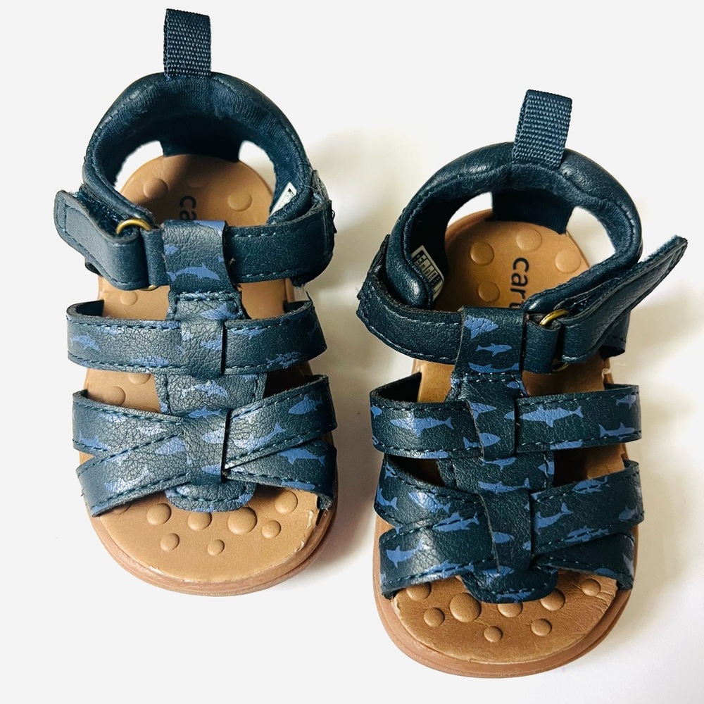 Carter's Navy Shark Pattern Baby Sandals